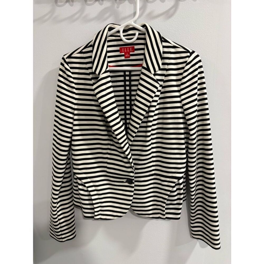 ELLE Black & White Striped Tailored Blazer